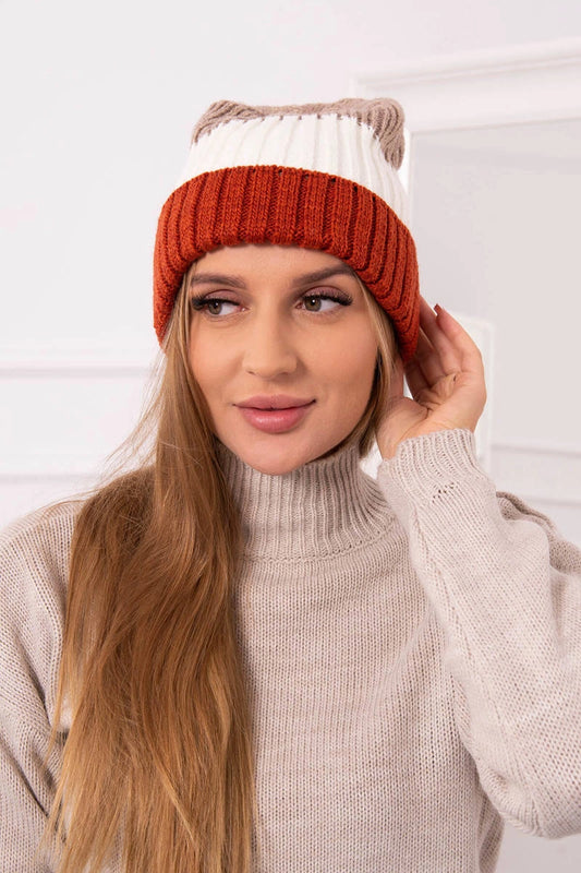 Čapica s fleece Bojana K265 ruda+ecru+béžová univerzálne