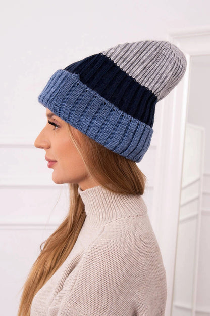 Čapica s fleece Bojana K265 džínsy+námornícka modrá+svetlosivá univerzálne