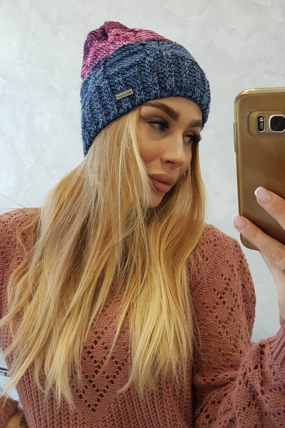 Čapica s fleece Dolores K303 rifle+ružová+tmavo fialová univerzálne