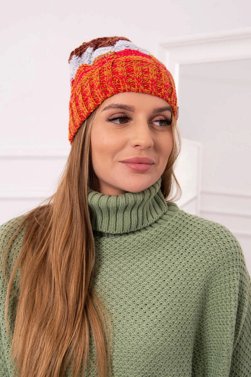 Čapica s fleece Dolores K303 červená+tmavošedá+ťava univerzálne