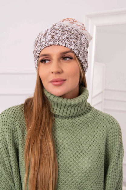 Čapica s fleece Dolores K303 hnedá+biela+červená univerzálne