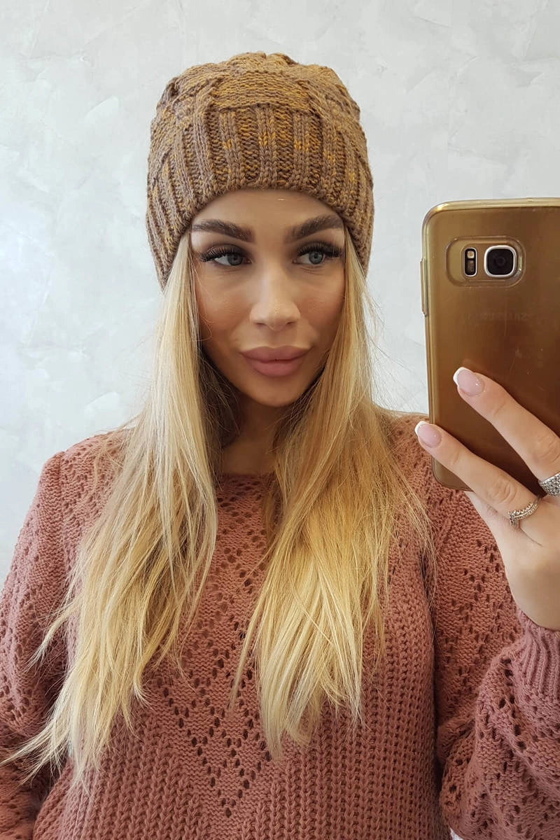 Čapica s fleece Dolores K303 horčica+hnedá univerzálne