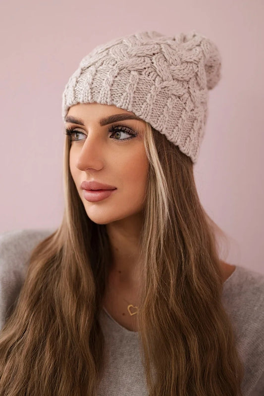 Čapica s fleece Waleria K307 svetlo béžová univerzálne
