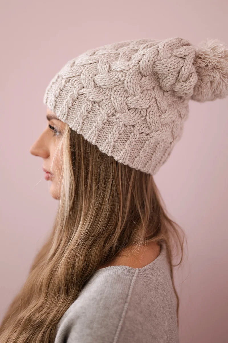 Čapica s fleece Waleria K307 svetlo béžová univerzálne