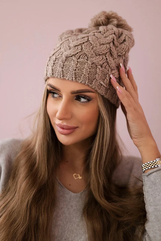 Čapica s fleece Waleria K307 tmavo béžová univerzálne