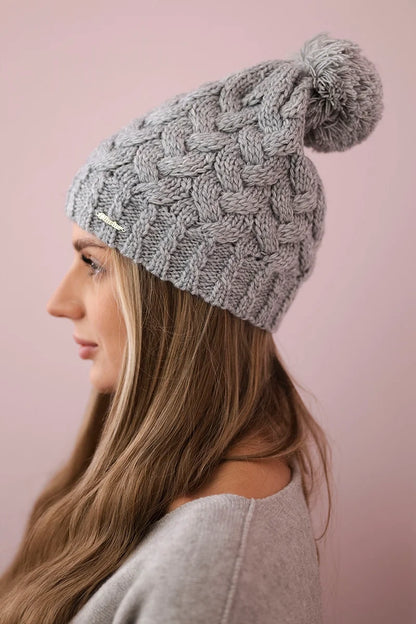 Čapica s fleece Waleria K307 svetlo sivá univerzálne