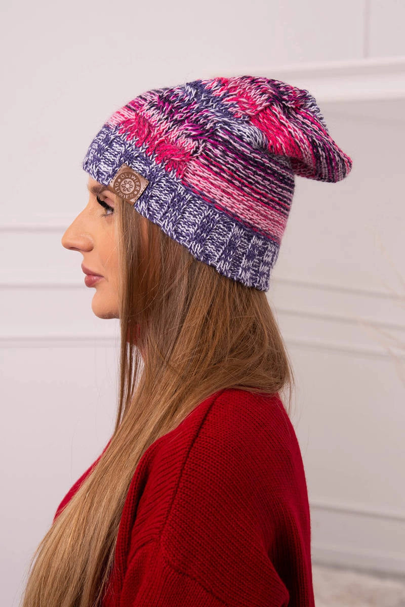 Čapica s fleece Monika K256 ružová+tmavá fialová univerzálne