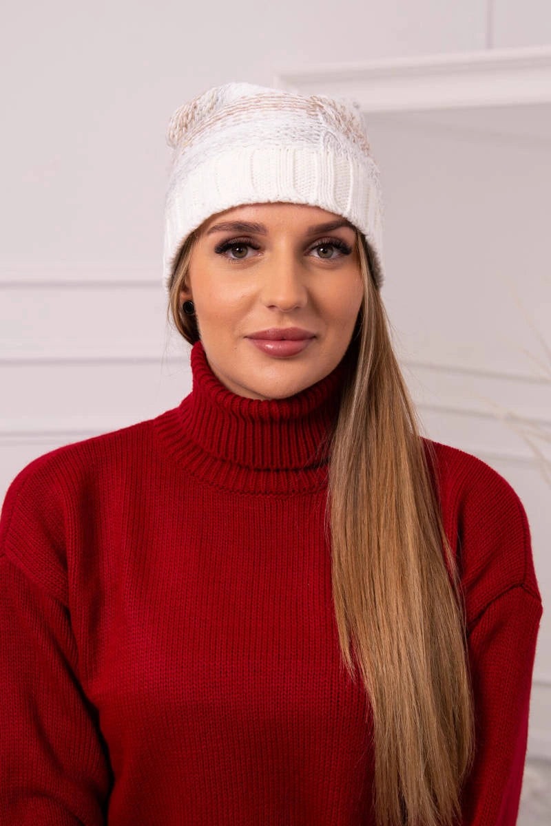 Čapica s fleece Monika K256 tmavo béžová+ecru univerzálne