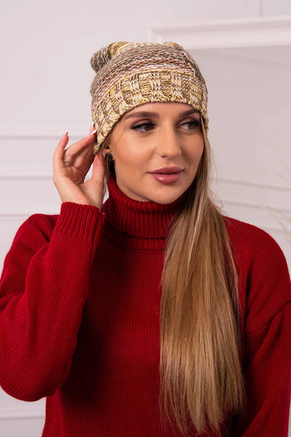 Čapica s fleece Monika K256 hnedá+žltá univerzálne