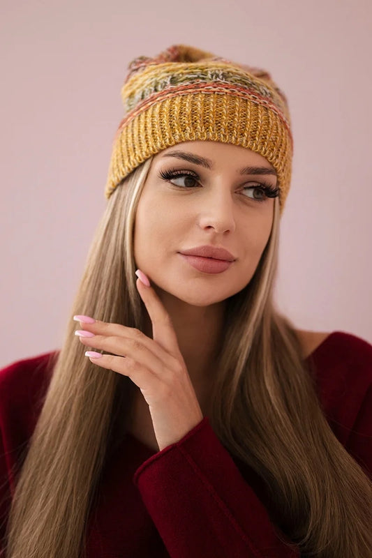 Čapica s fleece Patrycja K254 horčica+khaki univerzálne