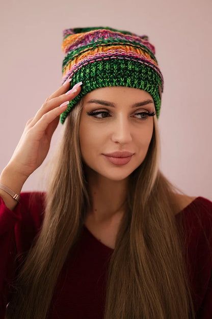 Čapica s fleece Patrycja K254 fialová+neónová zelená univerzálne