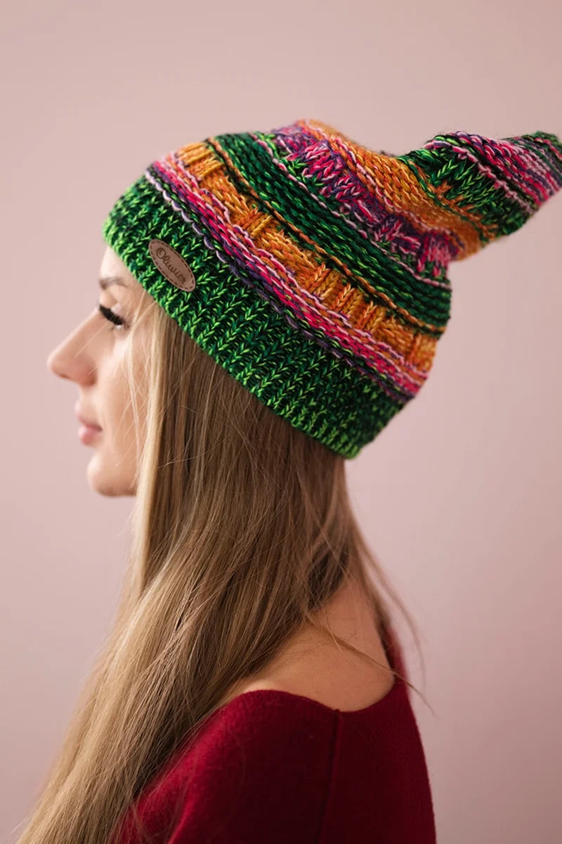 Čapica s fleece Patrycja K254 fialová+neónová zelená univerzálne