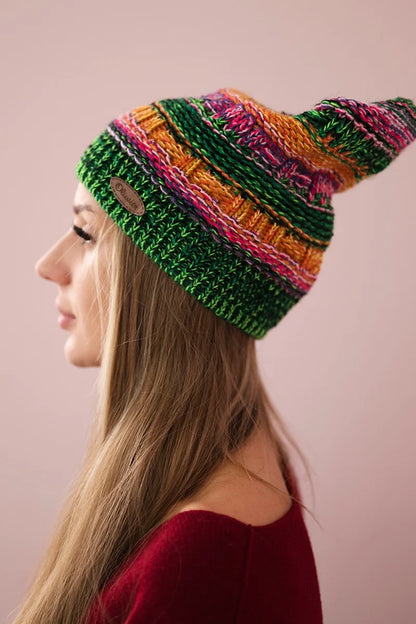 Čapica s fleece Patrycja K254 fialová+neónová zelená univerzálne