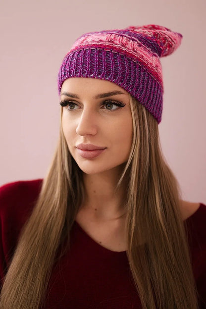Čapica s fleece Patrycja K254 neónovo ružové+fialové univerzálne