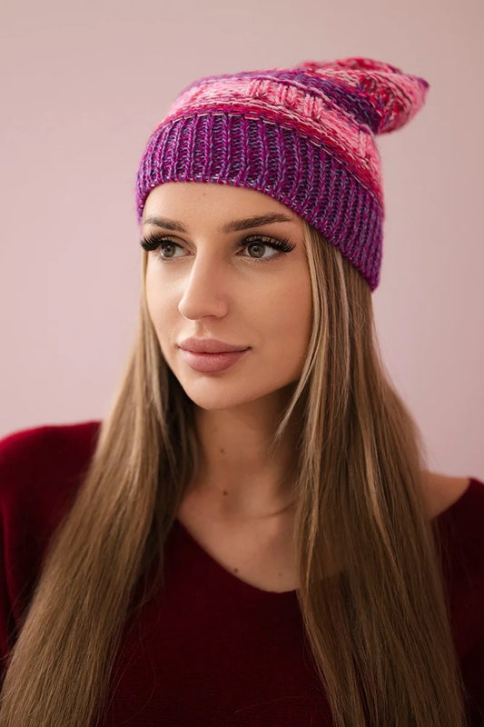 Čapica s fleece Patrycja K254 neónovo ružové+fialové univerzálne