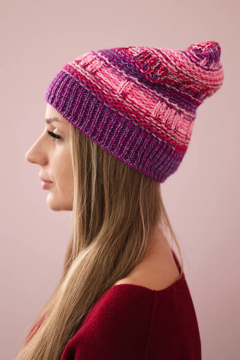 Čapica s fleece Patrycja K254 neónovo ružové+fialové univerzálne