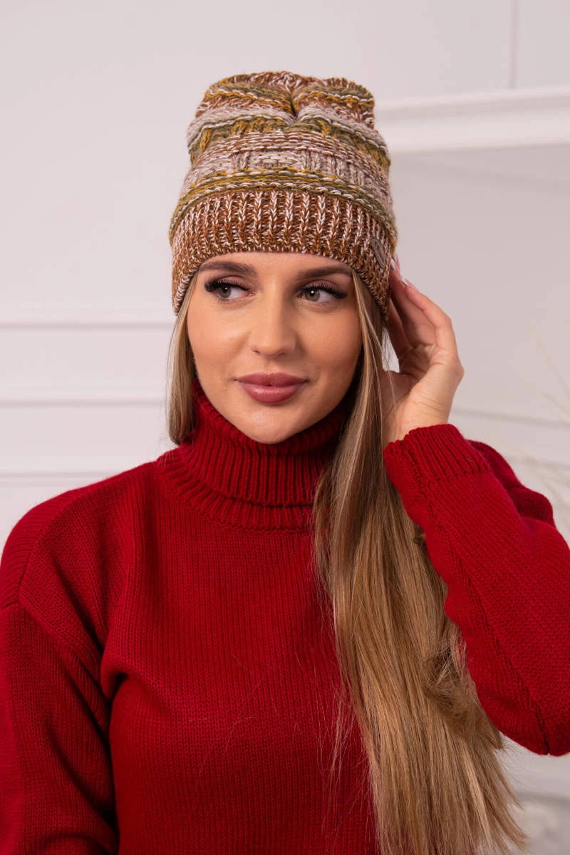 Čapica s fleece Patrycja K254 kaki + ťava univerzálne