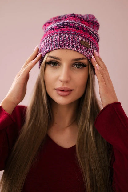 Čapica s fleece Patrycja K254 svetlo ružová+čierna univerzálne