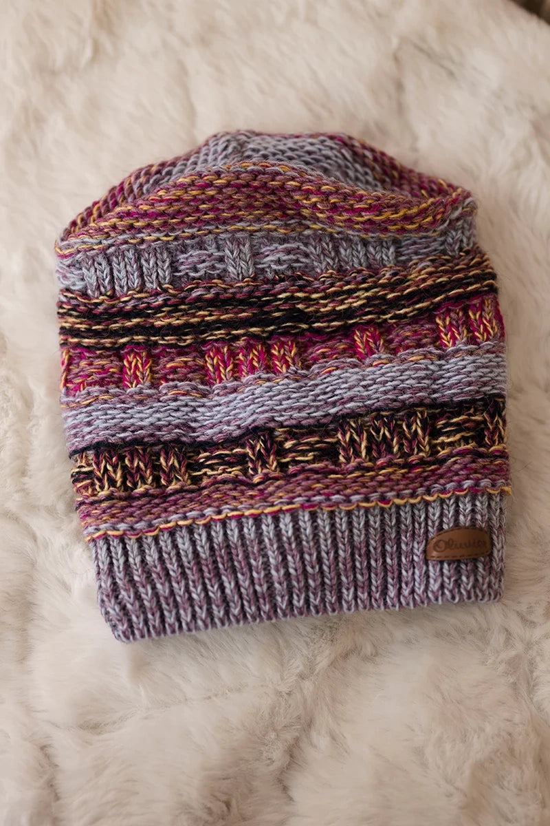 Čapica s fleece Patrycja K254 fialová+šedá univerzálne