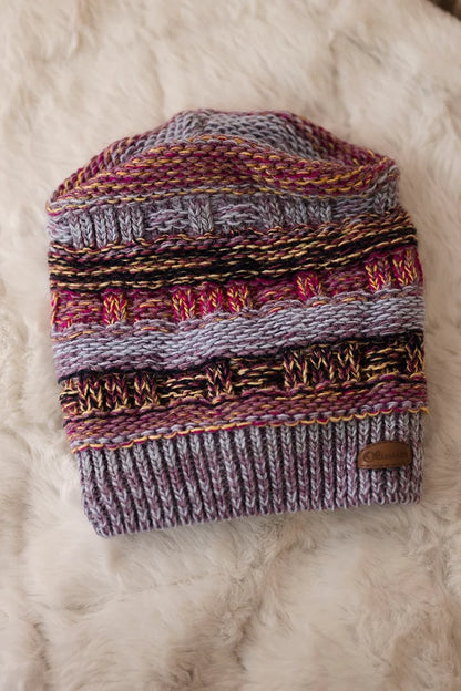 Čapica s fleece Patrycja K254 fialová+šedá univerzálne