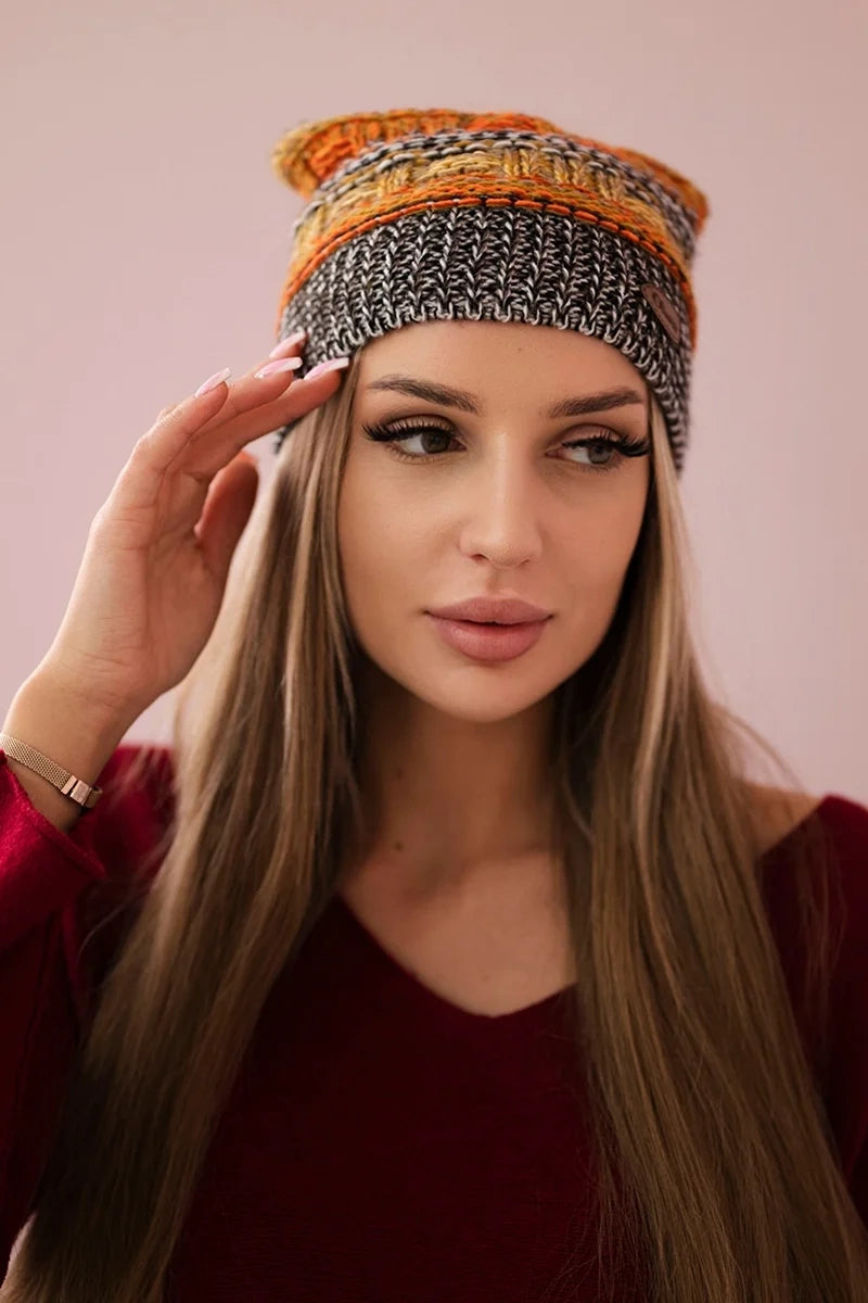 Čapica s fleece Patrycja K254 oranžová+čierna univerzálne