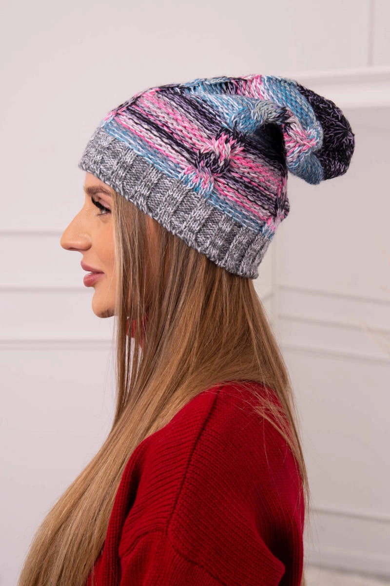 Čapica s fleece Klaudia K255 ružová+tmavošedá univerzálne