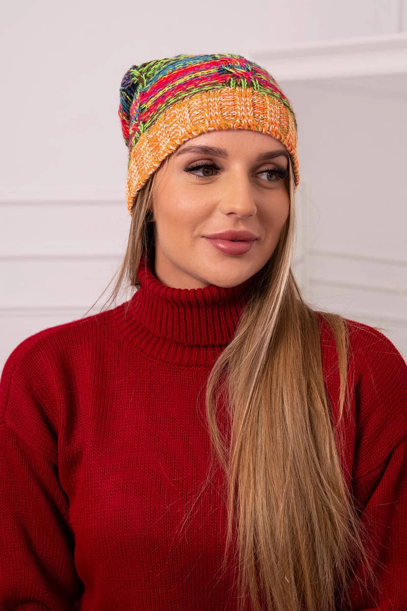 Čapica s fleece Klaudia K255 neónová zelená+oranžová univerzálne