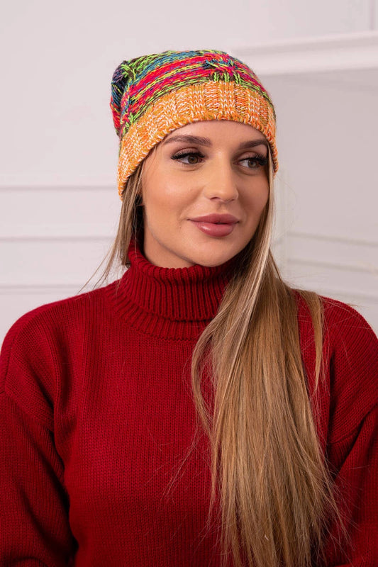 Čapica s fleece Klaudia K255 neónová zelená+oranžová univerzálne