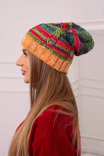 Čapica s fleece Klaudia K255 neónová zelená+oranžová univerzálne