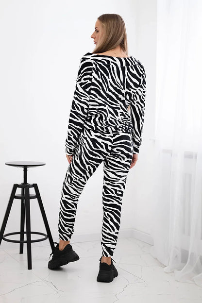 Velúrová súprava s potlačou Zebra čierna + biela univerzálne