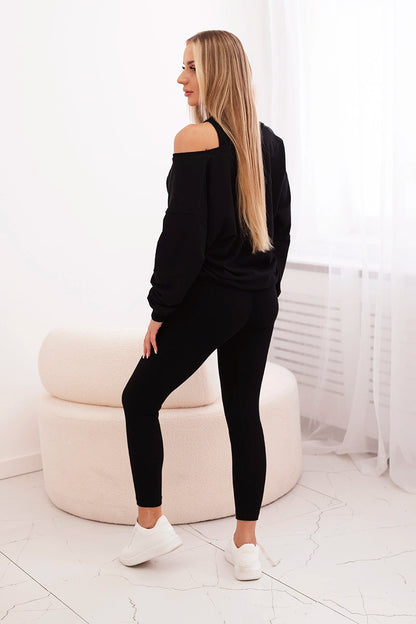 3-dielny set mikina + top + legíny čierna univerzálne