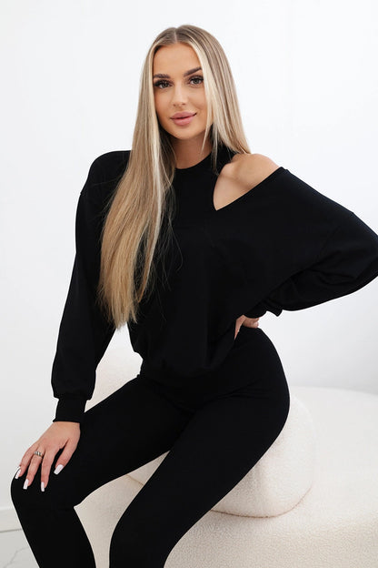 3-dielny set mikina + top + legíny čierna univerzálne
