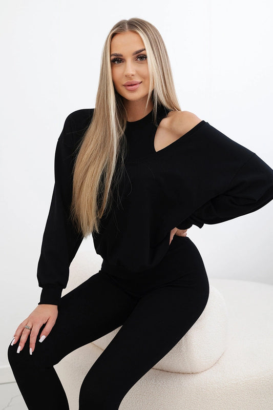 3-dielny set mikina + top + legíny čierna univerzálne
