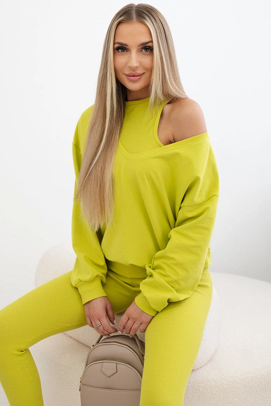 3-dielny set mikina + top + legíny kiwi univerzálne