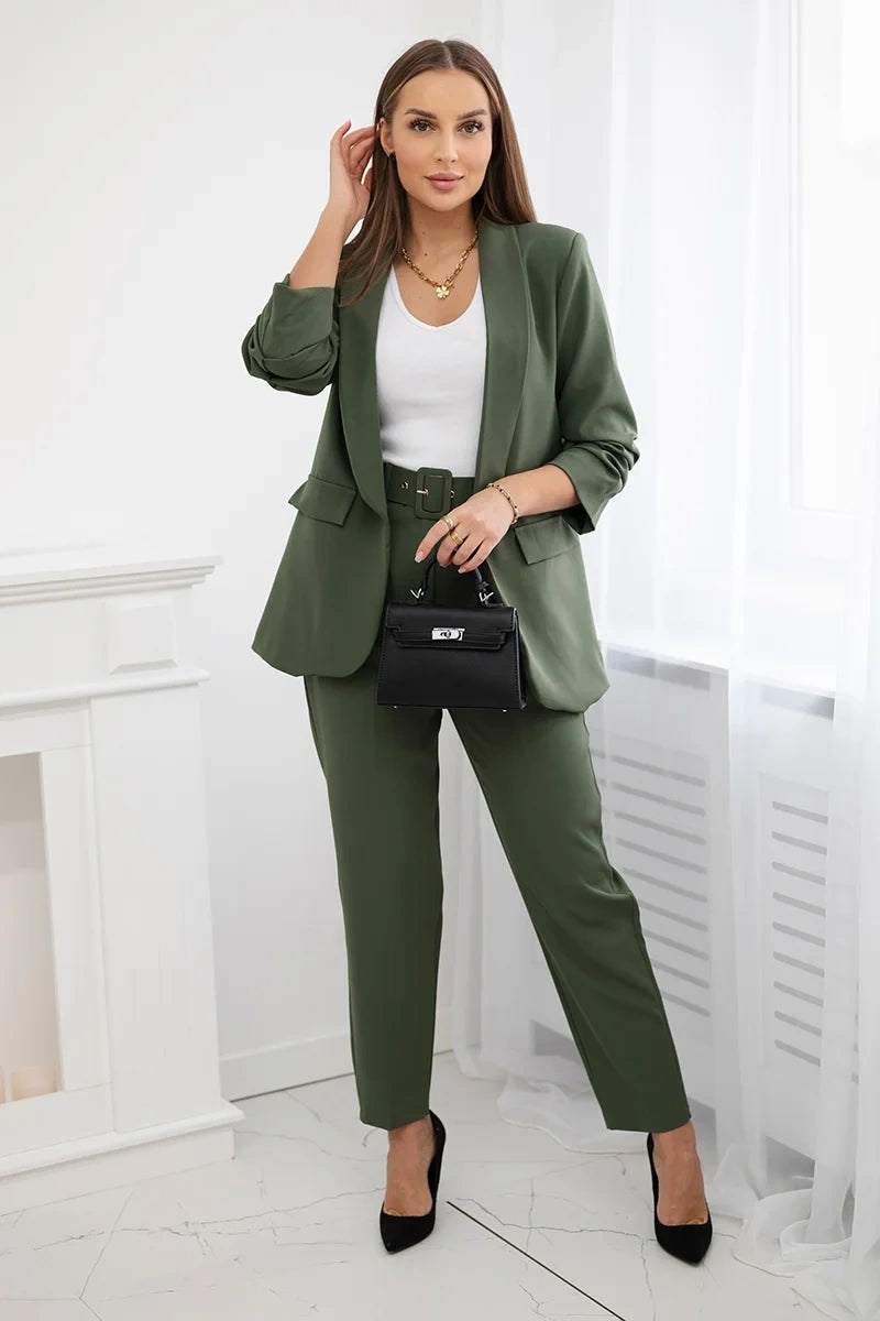 Elegantná súprava saka a nohavíc Khaki univerzálne