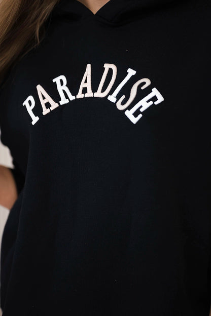 Bavlnená súprava s vyšívaným nápisom Paradise čierny univerzálne