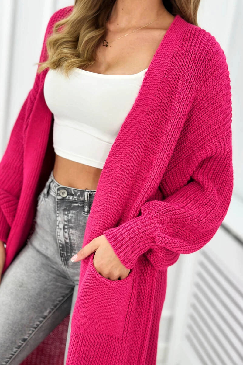 Sveter dlhý sveter fuchsia univerzálne