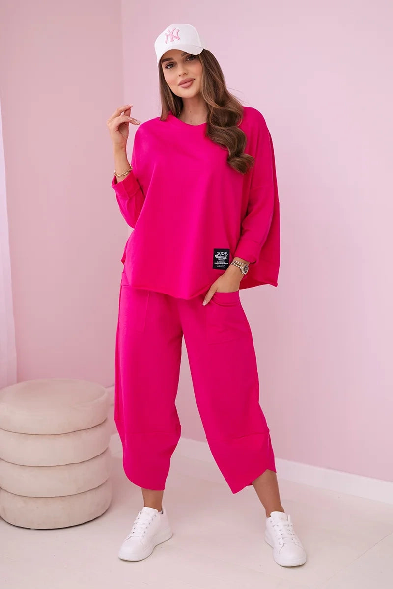 Bavlnené mikinové nohavice fuchsia univerzálne