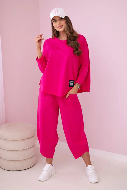 Bavlnené mikinové nohavice fuchsia univerzálne
