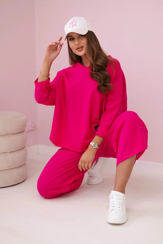 Bavlnené mikinové nohavice fuchsia univerzálne