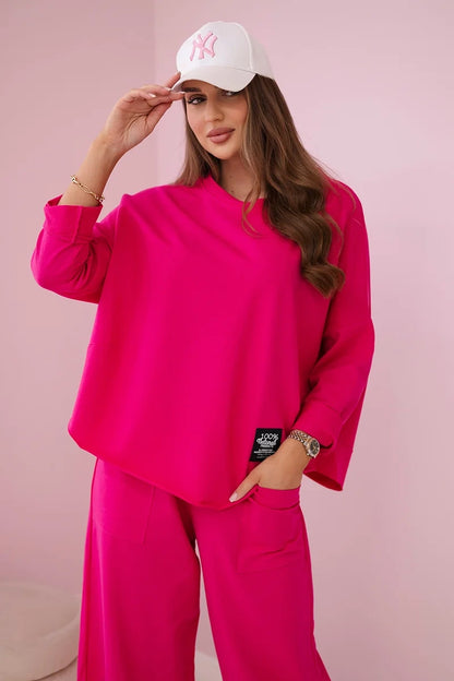 Bavlnené mikinové nohavice fuchsia univerzálne