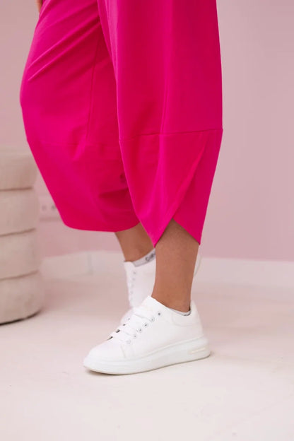 Bavlnené mikinové nohavice fuchsia univerzálne