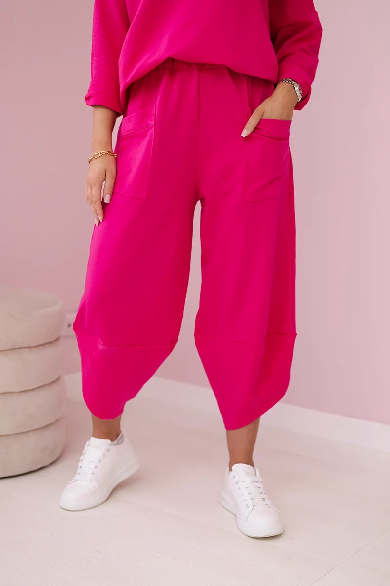 Bavlnené mikinové nohavice fuchsia univerzálne