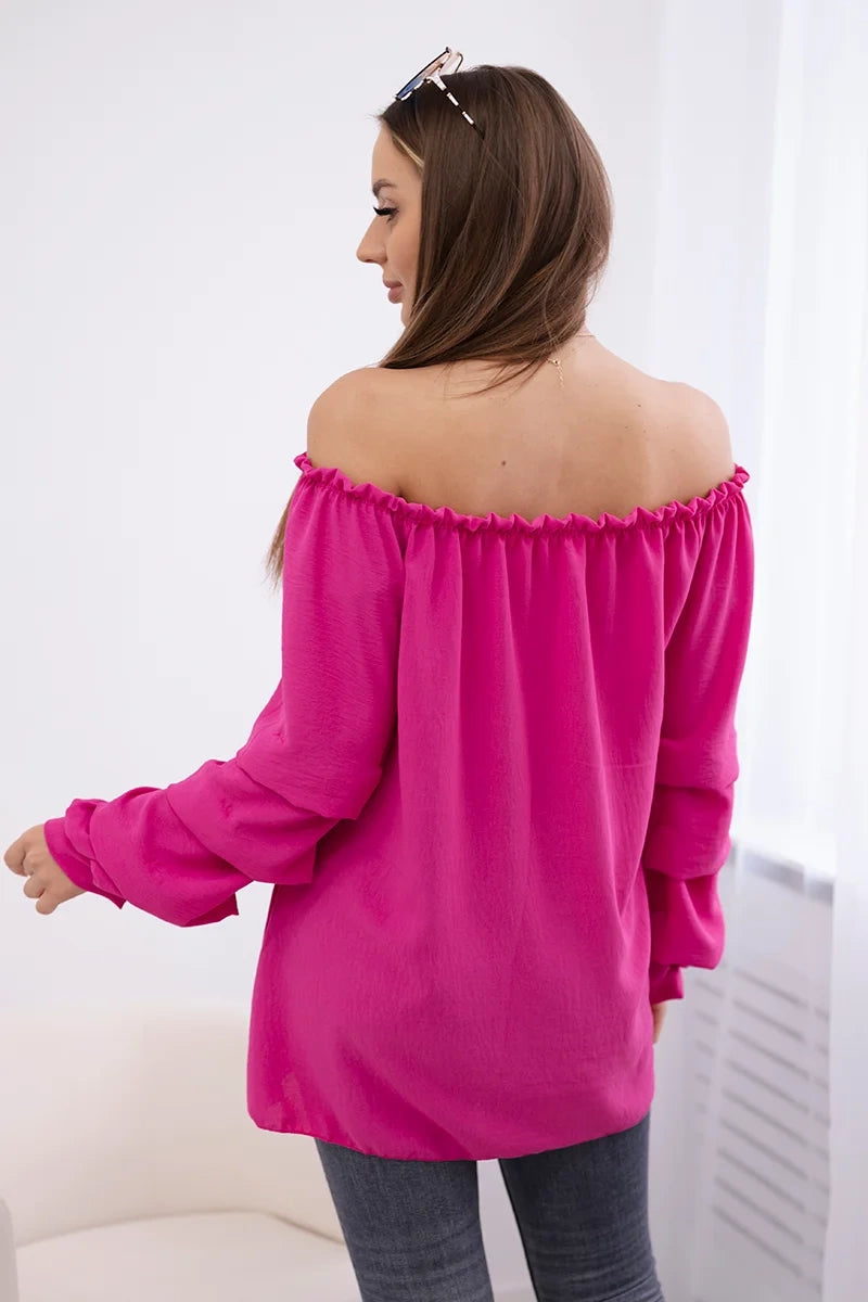 Španielska blúzka s ozdobnými rukávmi fuchsia univerzálne
