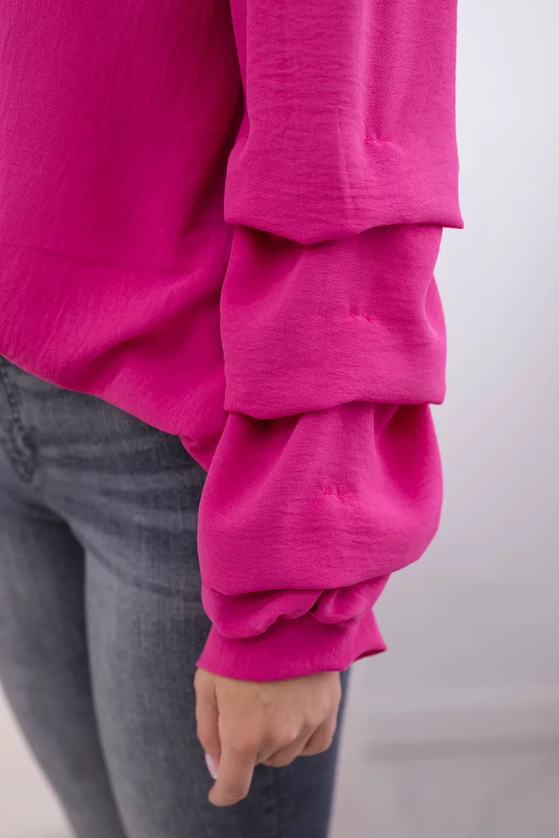 Španielska blúzka s ozdobnými rukávmi fuchsia univerzálne