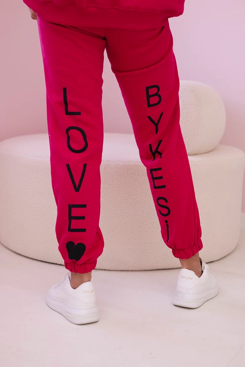 Luxusní bavlněná souprava LOVE fuchsiová