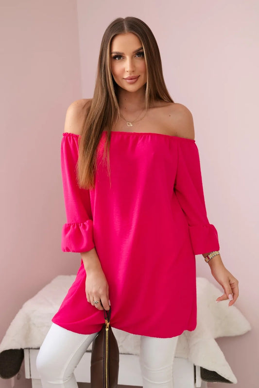 Španielska blúzka s volánmi na rukáve fuchsia univerzálne