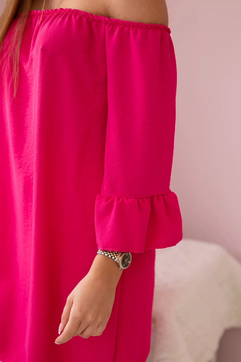 Španielska blúzka s volánmi na rukáve fuchsia univerzálne