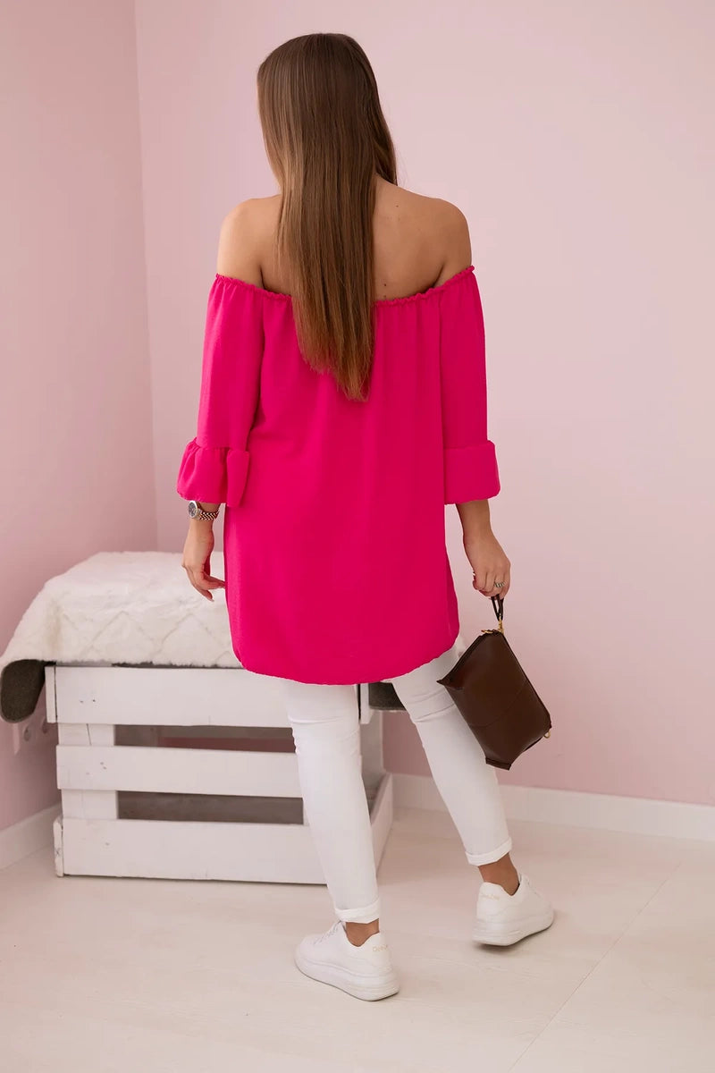 Španielska blúzka s volánmi na rukáve fuchsia univerzálne