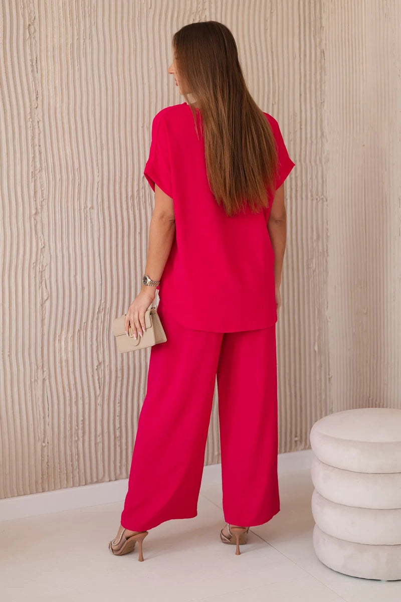 Súprava s náhrdelníkom blúzkové + nohavice fuchsia univerzálne